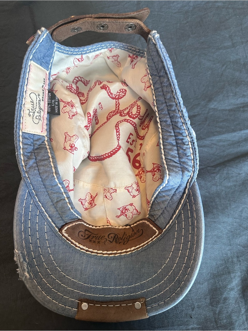 VTG Y2K True Religion Light Blue Distressed Cotton Cadet - Picture 8 of 11